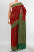 Dark Blue Pochampally Silk Saree with Pure Ikat on the body and Silk Border displayed on a mannequin
