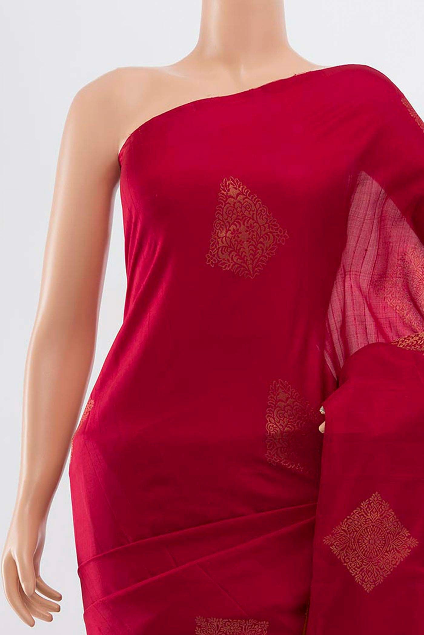 Border image of Maroon Soft Silk Saree with Zari Butta on the body and Silk Border