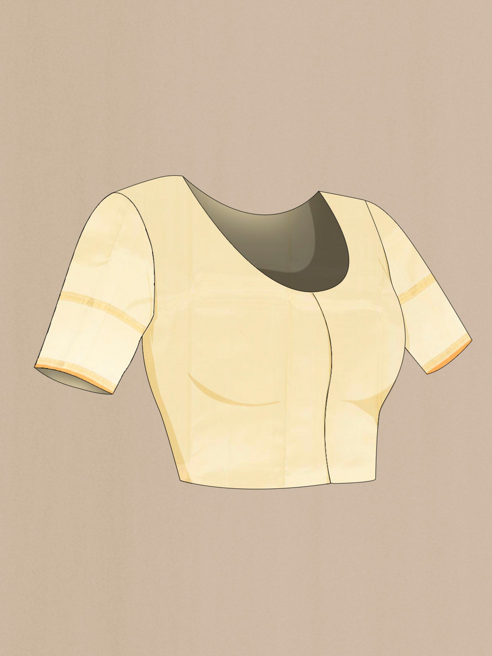 Close up image of the blouse of Pure Silk Pure Zari Maroon Kanchipuram Saree with Zari Butta on the body and Silk Border. 