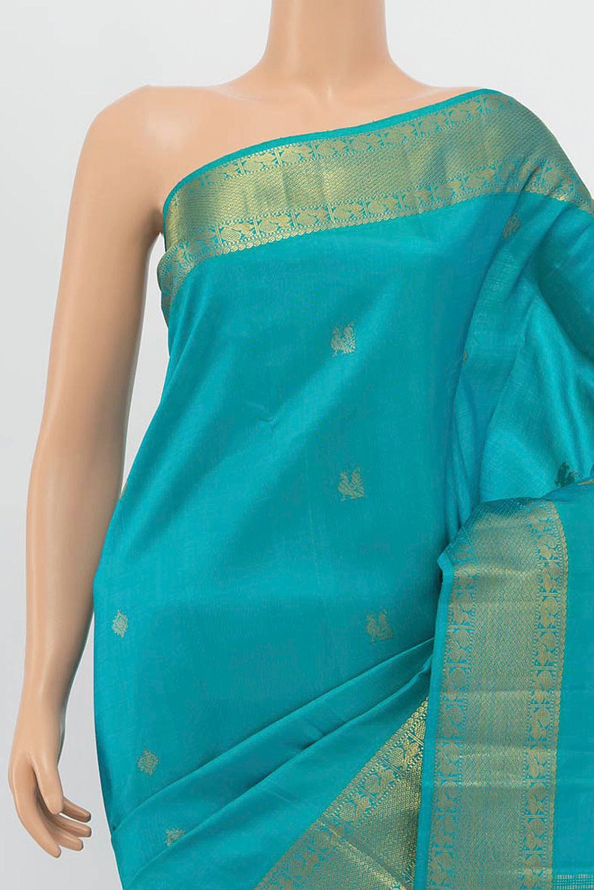 Border image of Pure Silk Pure Zari Coral Kanchipuram Saree with Zari Brocade on the body and Silk Border