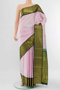 Pure Silk Pure Zari Rose pink Kanchipuram Saree with Zari Butta on the body and Zari Border displayed on a mannequin