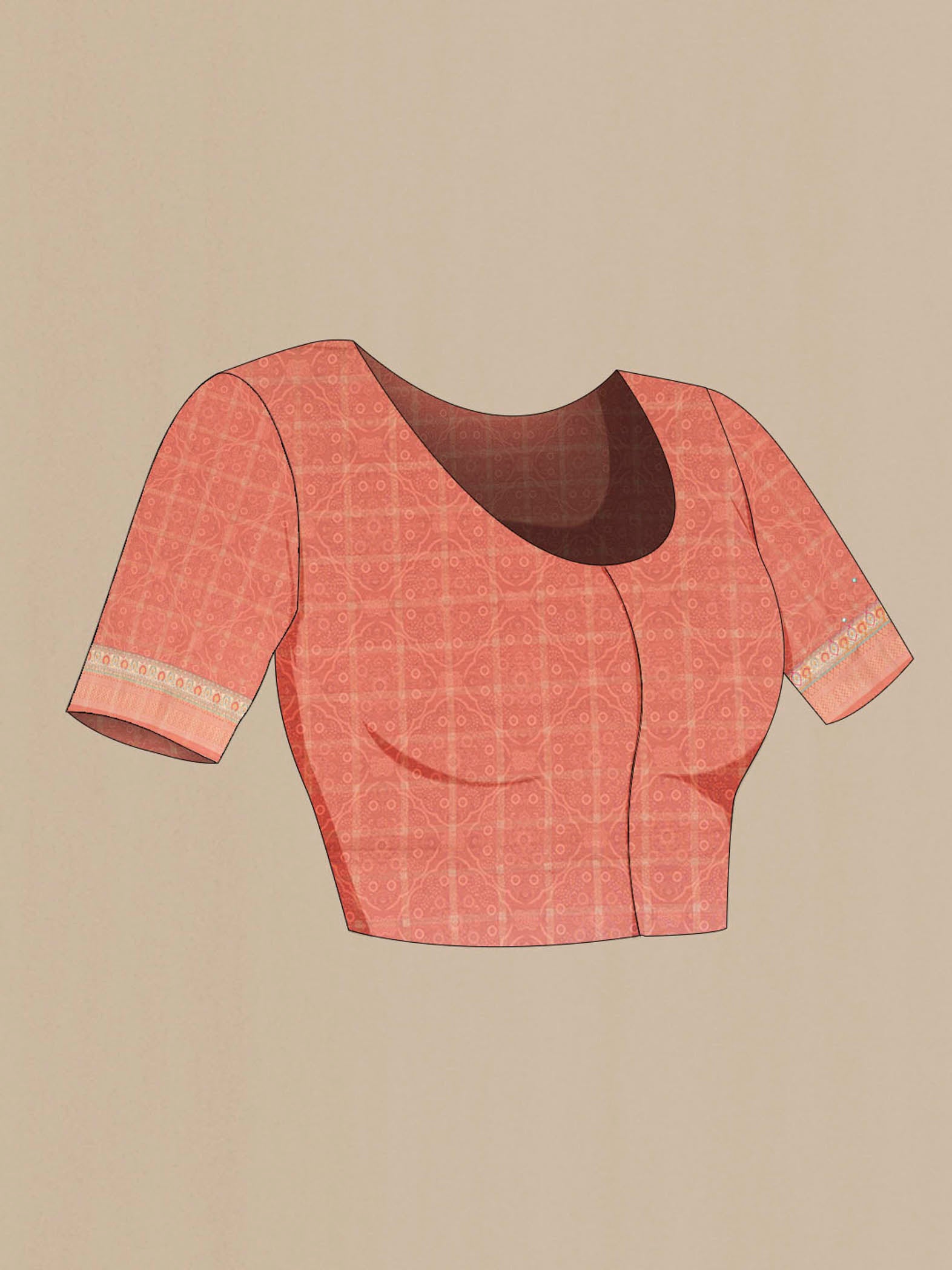 Close up image of the blouse of Pista Green Art Silk Saree with Embroidery on the body and Silk Border. 