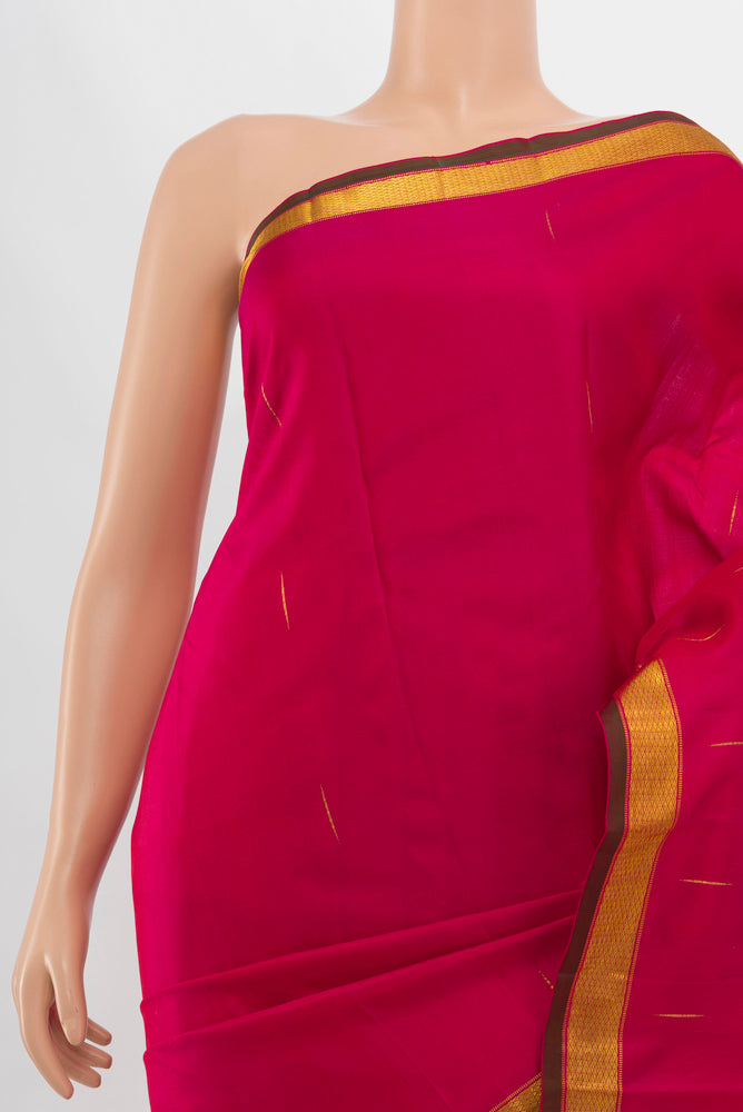 Border image of Dark Pink Pochampally Saree with Zari Butta on the body and Silk Border. 
