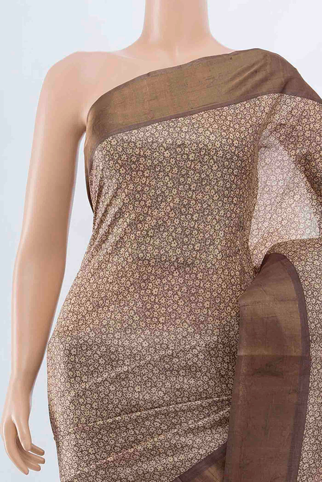 Border image of Beige Tussar Silk Saree with Zari Brocade on the body and Silk Border
