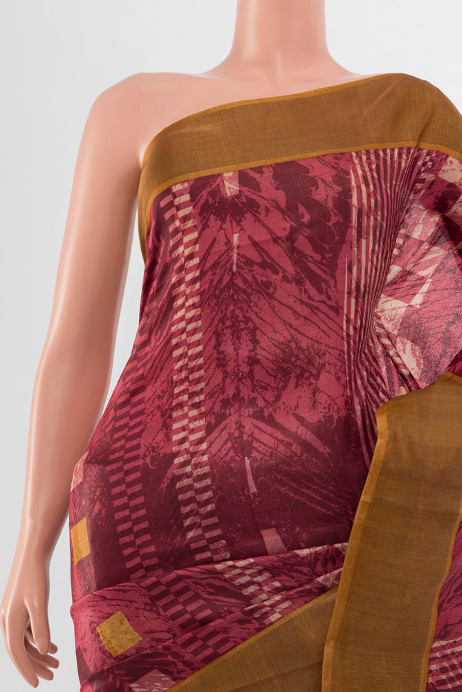 Border image of Pure Silk Pure Zari Multi Color Tussar Saree with Floral Print on the body and Silk Border. 