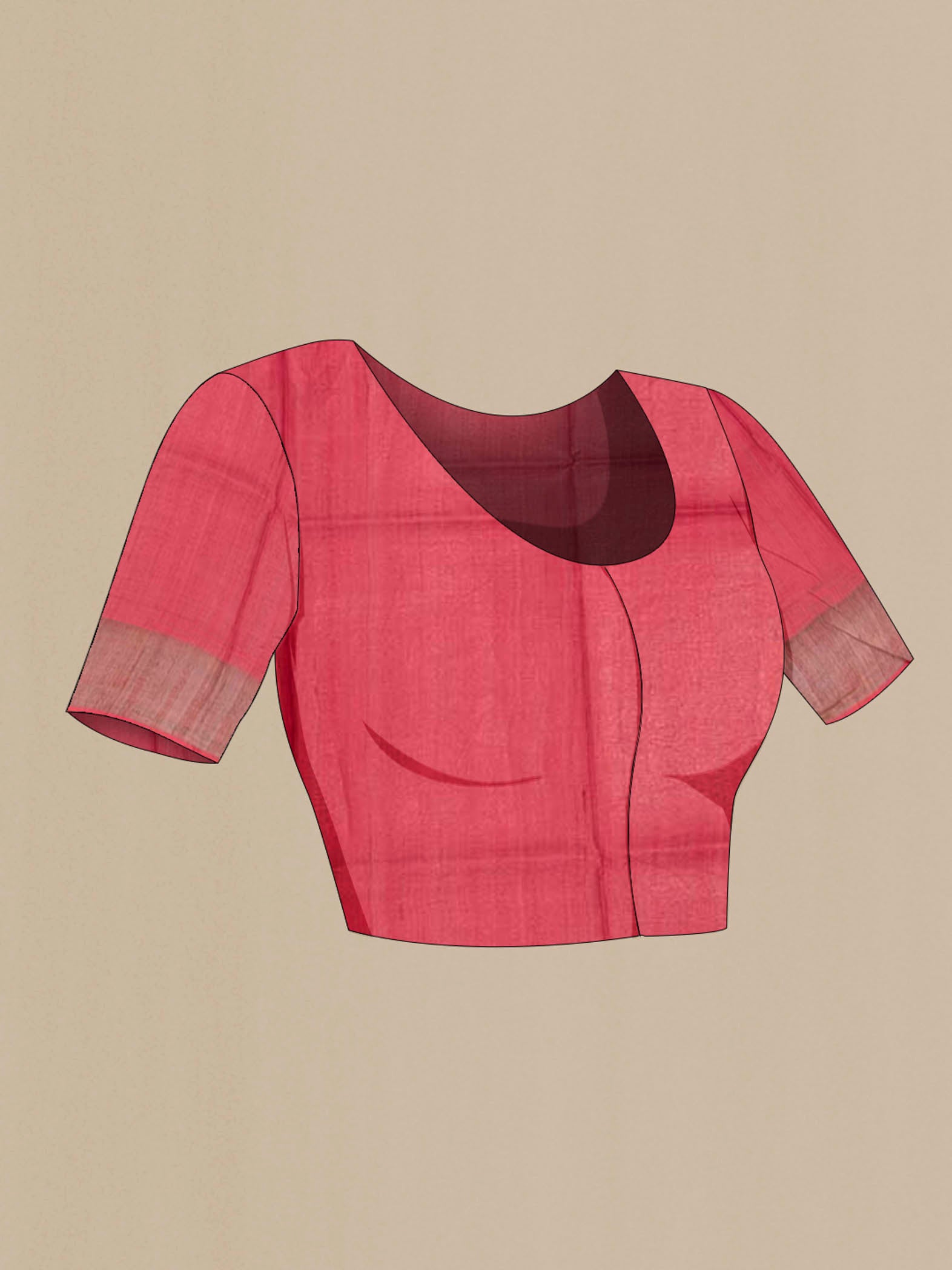 Close up image of the blouse of Pure Silk Pure Zari Grey Tussar Saree with Zari Brocade on the body and Silk Border