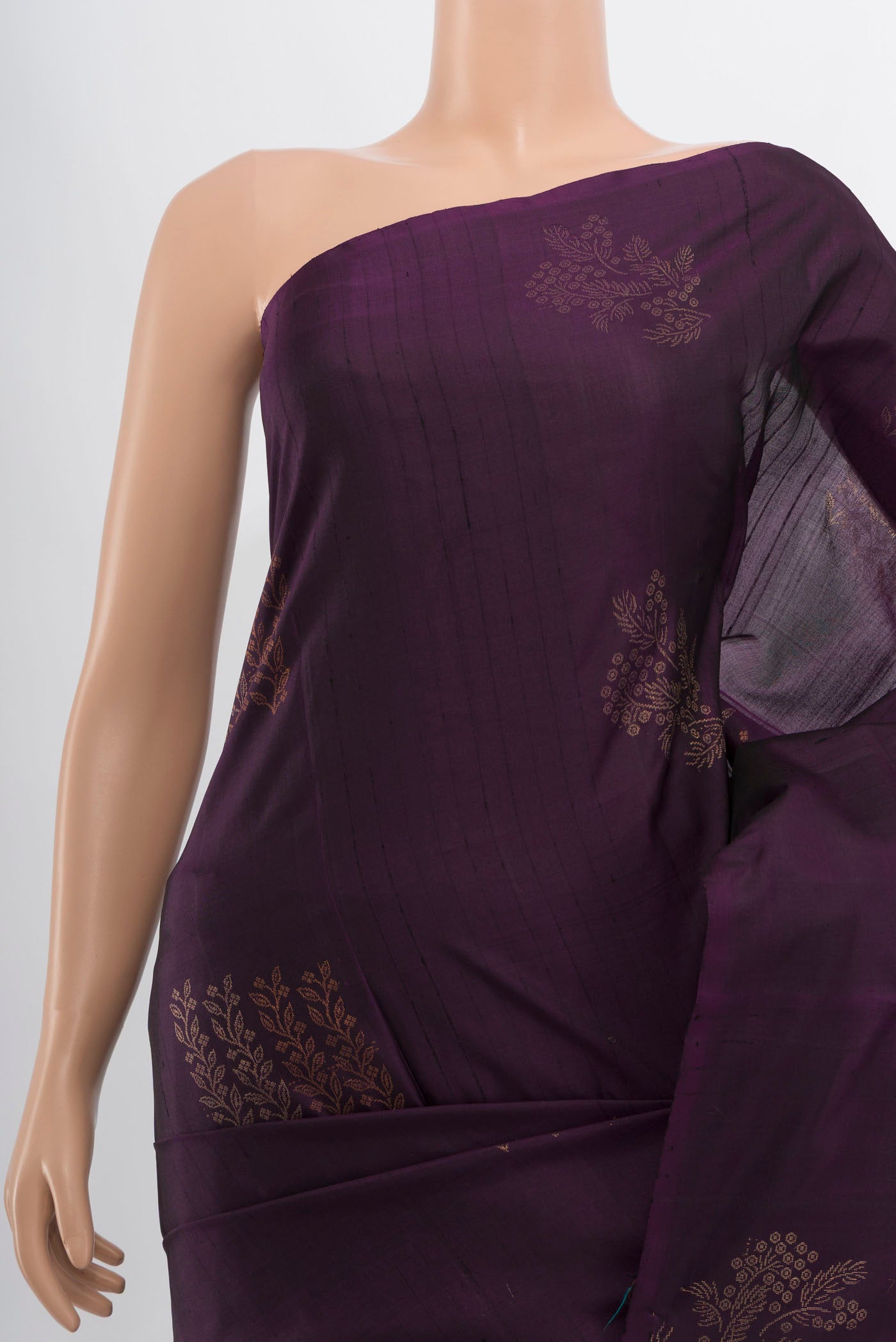 Border image of Violet Soft Silk Saree with Zari Butta on the body and Silk Border. 