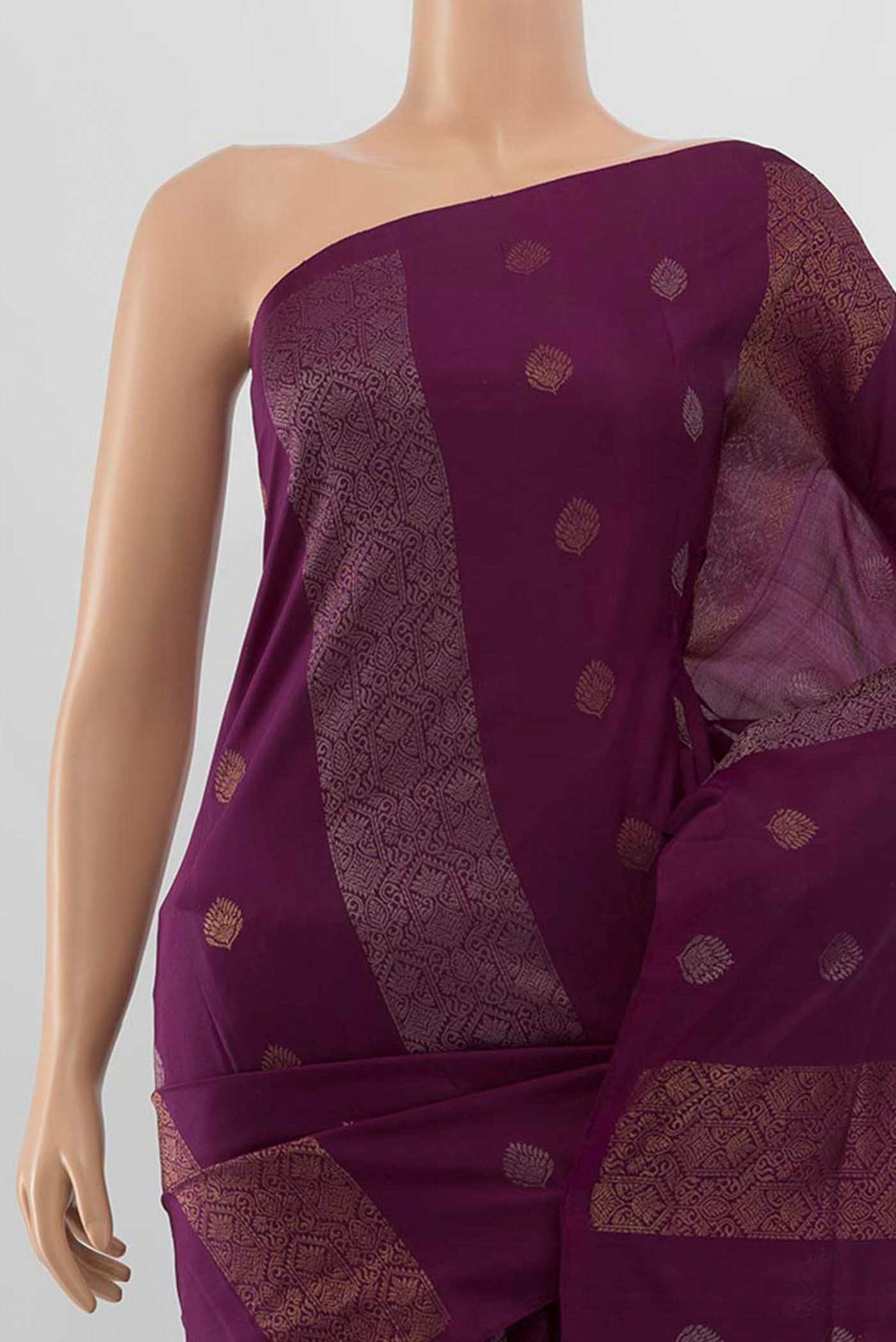 Border image of Purple Soft Silk Saree with Zari Brocade on the body and Silk Border