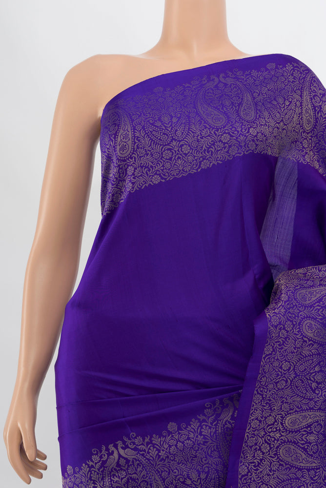 Border image of Dark Blue Soft Silk Saree with Zari Butta on the body and Silk Border. 