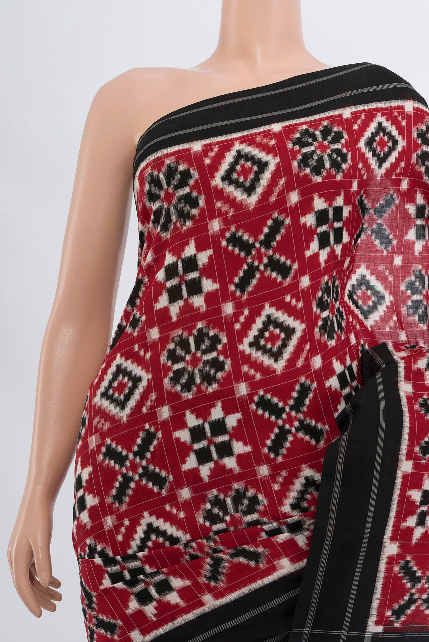 Border image of Multi Color Orissa Silk Saree with Ikat Print on the body and Silk Border. 