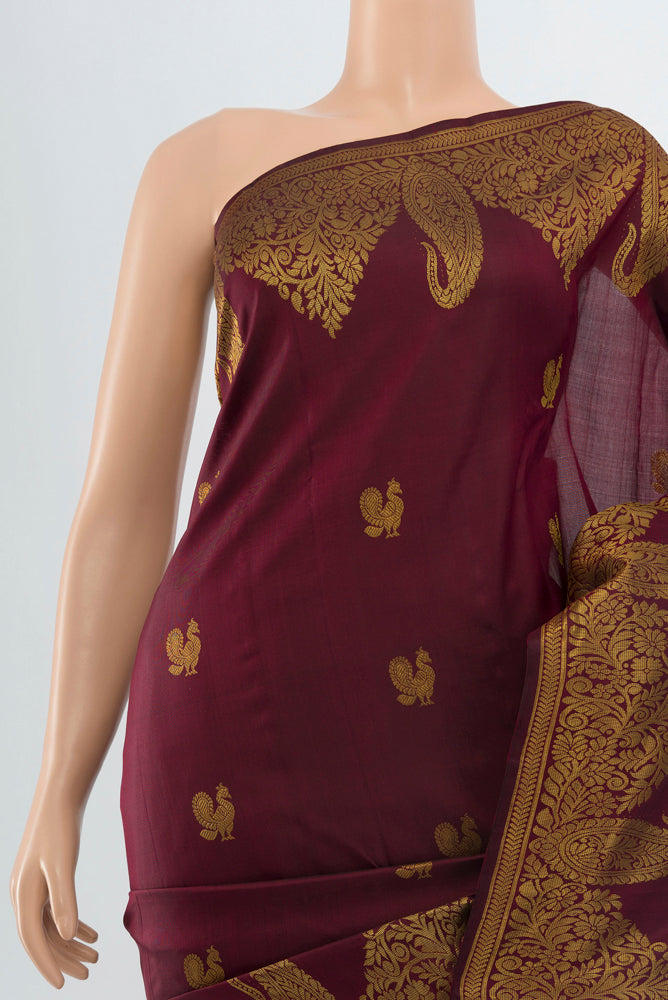 Border image of Pure Silk Pure Zari Coffee Brown Kanjivaram Saree with Zari Butta on the body and Silk Border. 