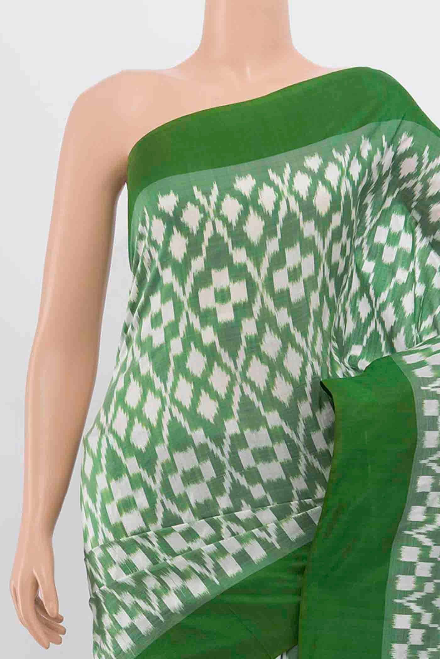 Border image of Light Green Pochampally Silk Saree with Zari Butta on the body and Silk Border. 