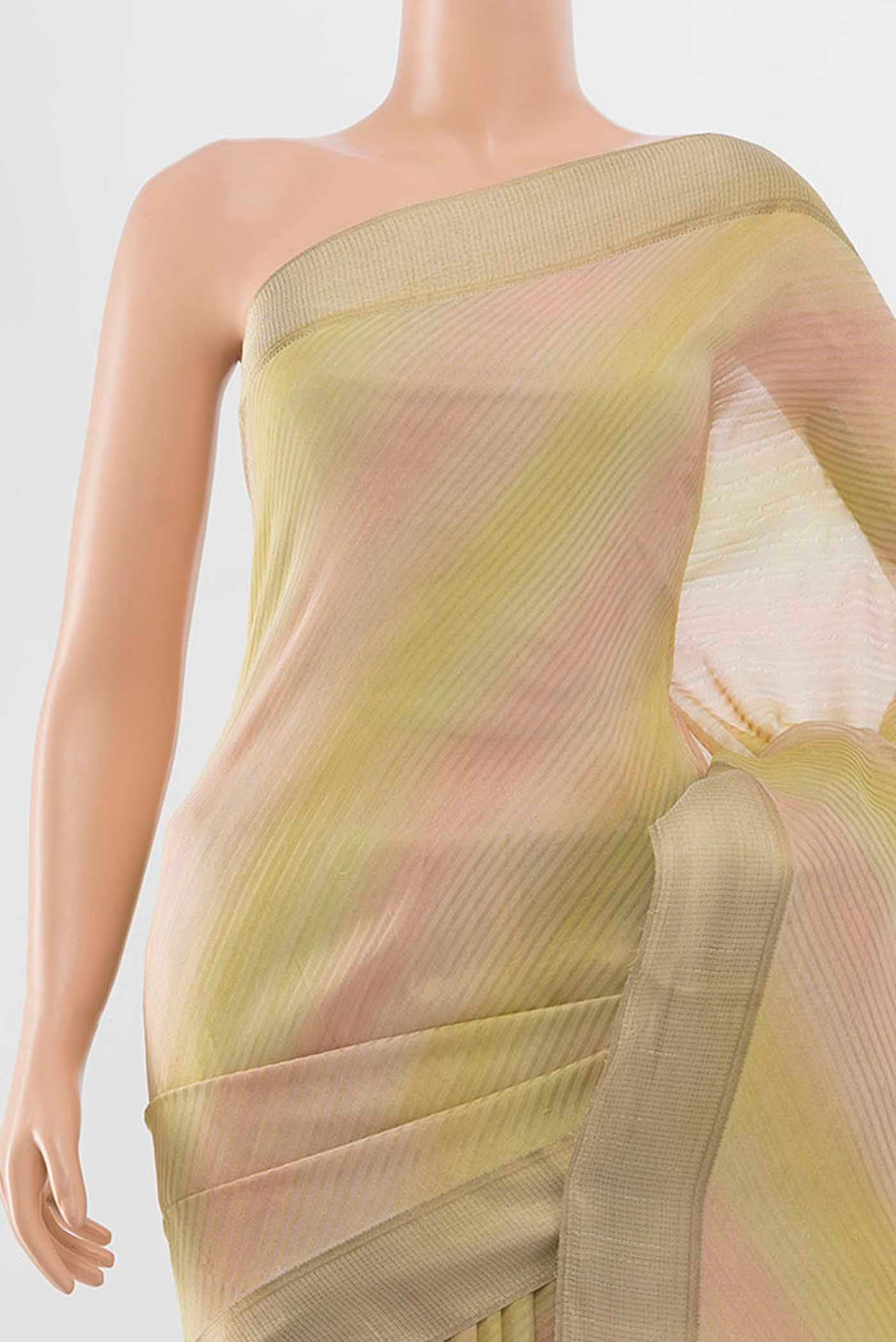 Border image of Multi Color Mysore Georgette Saree with Stripes on the body and Zari Border