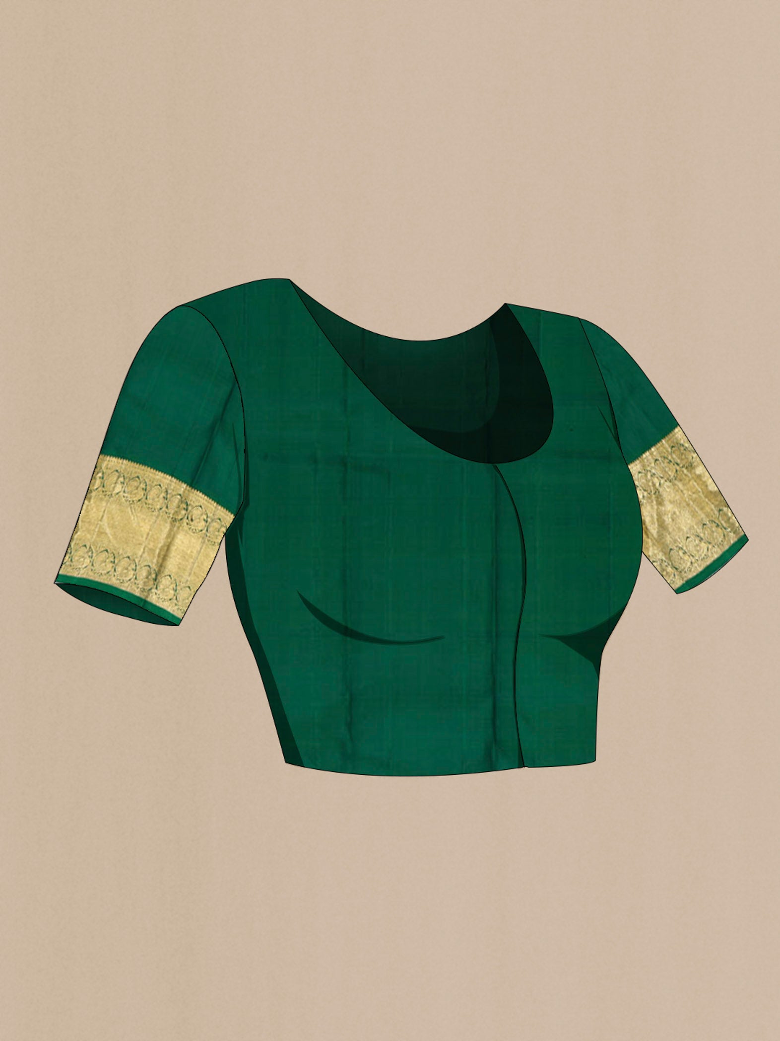 Close up image of the blouse of Red Kanchipuram Silk Saree with Zari Butta on the body and Silk Border. 