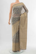 Grey Art Silk Saree with Thread Butta on the body and Silk Border displayed on a mannequin