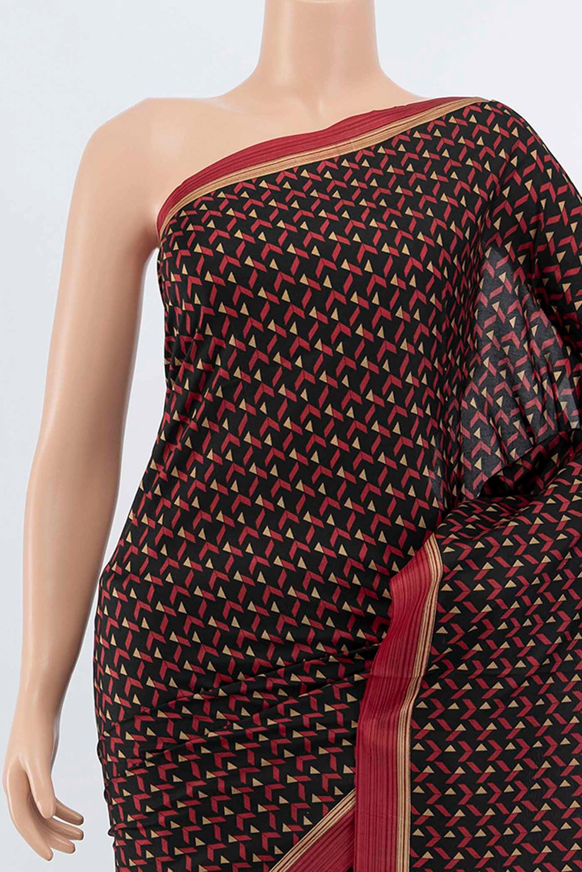 Border image of Pure Silk Pure Zari Black Printed Saree with Floral Print on the body and Fancy Border