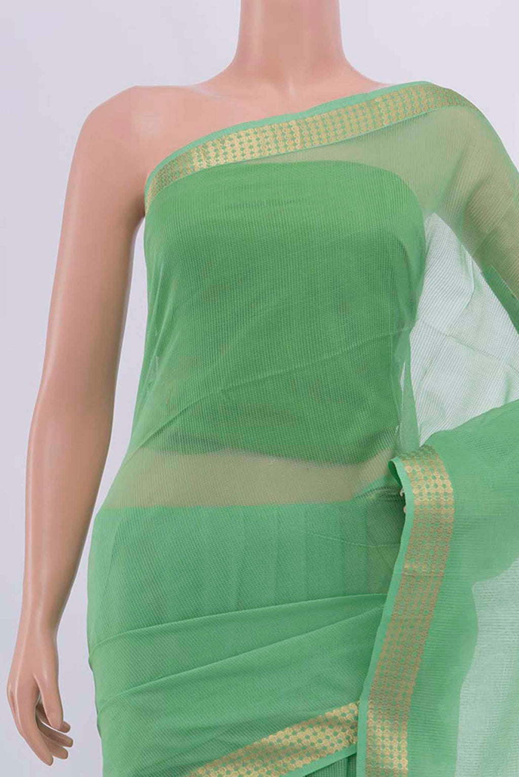 Border image of Light Green Maheshwari Silk Cotton Saree with Zari Butta on the body and Silk Border