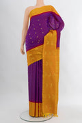 Purple Gadwal Silk Saree with Zari Butta on the body and Zari Border.  displayed on a mannequin