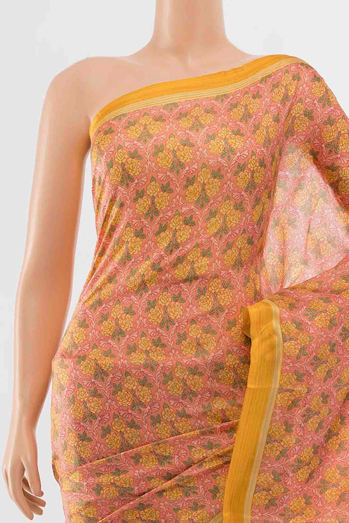 Border image of Pink Printed Silk Saree with Floral Print on the body and Fancy Border