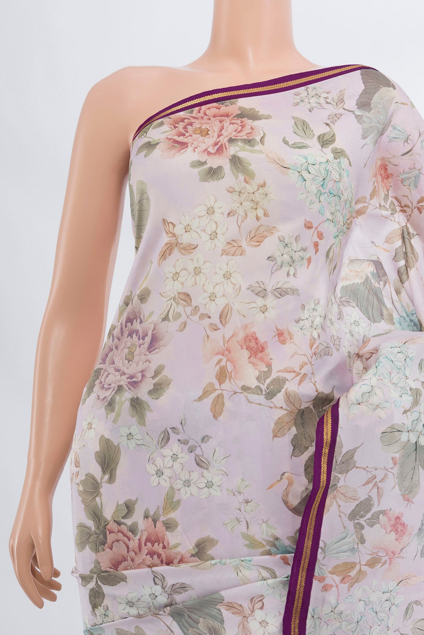 Border image of Multi Color Printed Silk Saree with Floral Print on the body and Silk Border. 