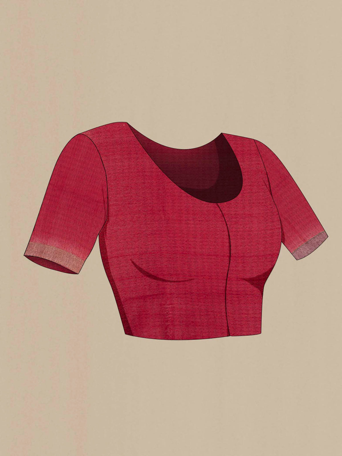 Close up image of the blouse of Imperial Pink Tussar Silk Saree with Embroidery on the body and Thread Border