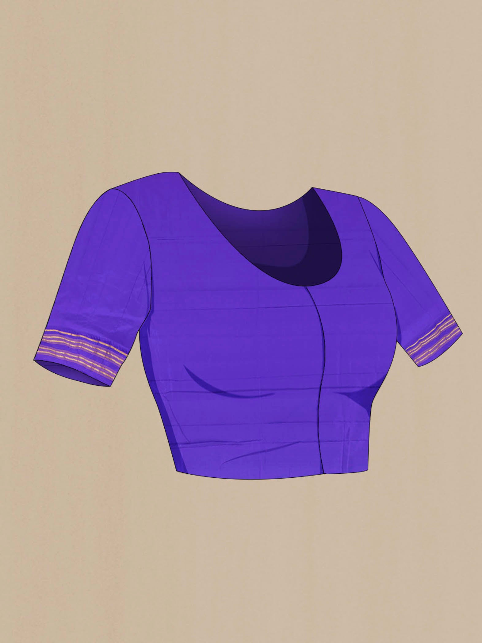 Close up image of the blouse of Maroon Narayanpet Silk Saree with Zari Butta on the body and Silk Border. 