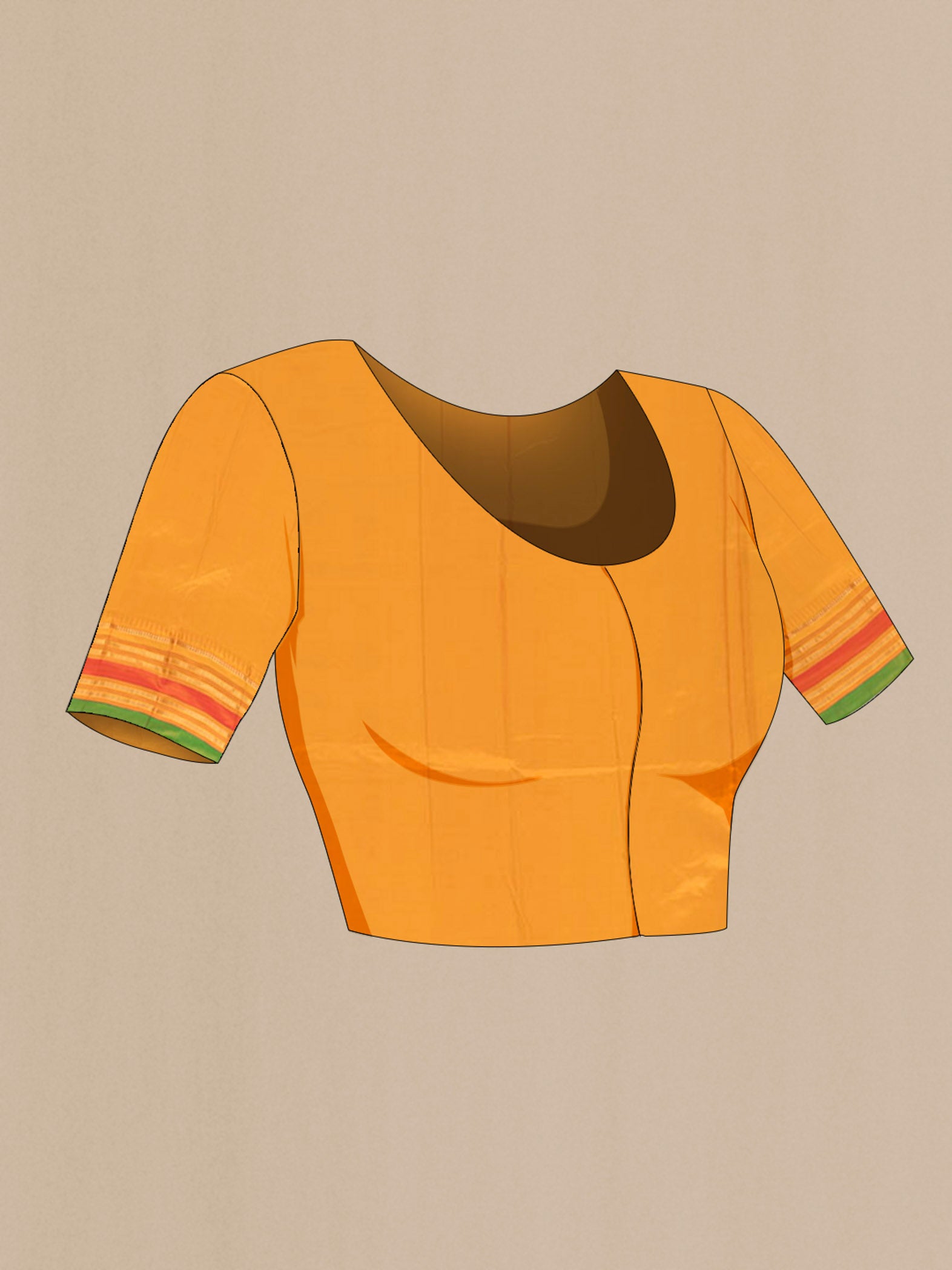 Close up image of the blouse of Dark Pink Narayanpet Silk Saree with Zari Butta on the body and Zari Border. 