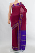 Maroon Narayanpet Silk Saree with Zari Butta on the body and Silk Border.  displayed on a mannequin