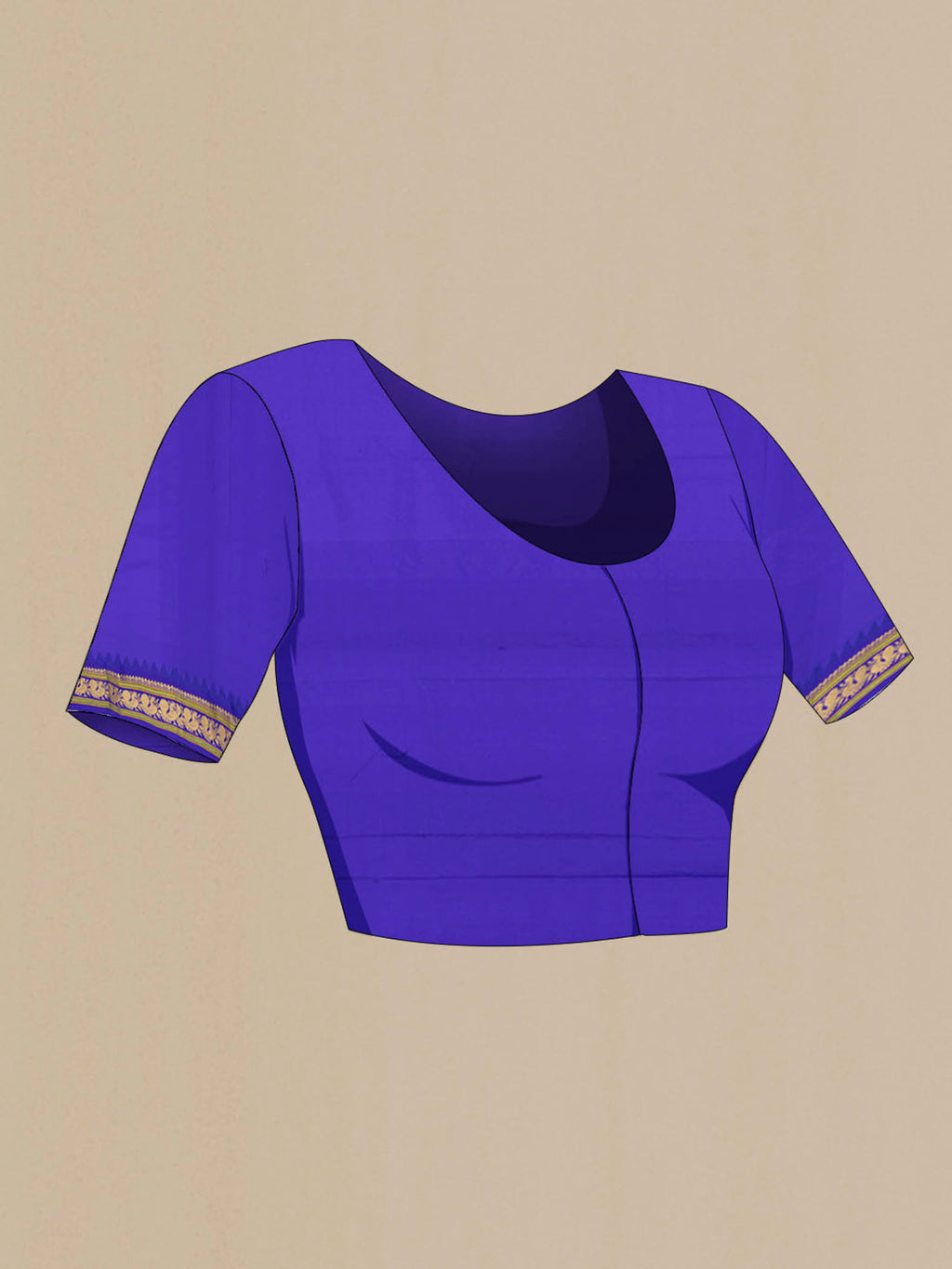 Close up image of the blouse of Light Blue Bangalore Silk - kadyal Saree with Zari Butta on the body and Silk Border