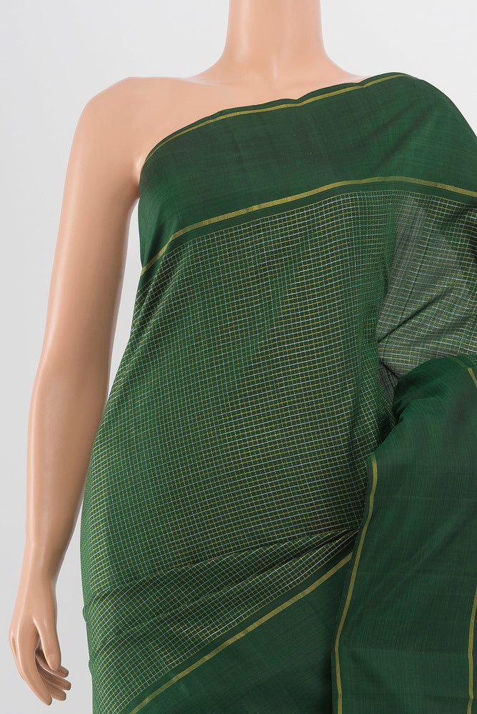 Border image of Bottle Green Kanchipuram Silk Saree with Zari Butta on the body and Silk Border. 