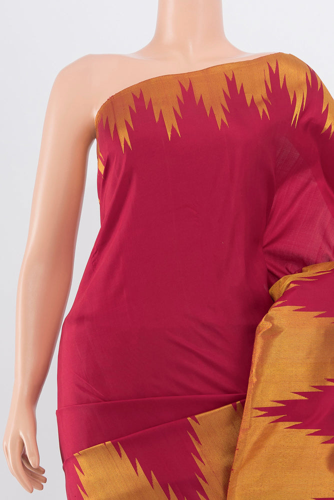 Border image of Pure Silk Pure Zari Maroon Kanjivaram Saree with Zari Butta on the body and Silk Border. 