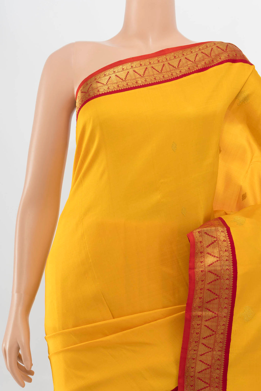 Border image of Pure Silk Pure Zari Yellow Kanjivaram Saree with Zari Butta on the body and Silk Border. 