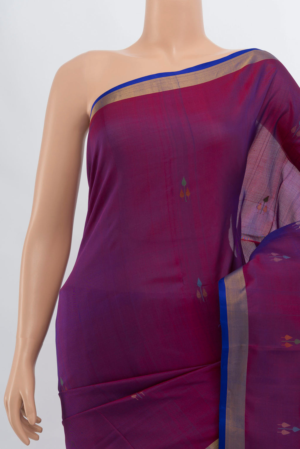 Border image of Purple Uppada Silk Saree with Zari Butta on the body and Silk Border. 