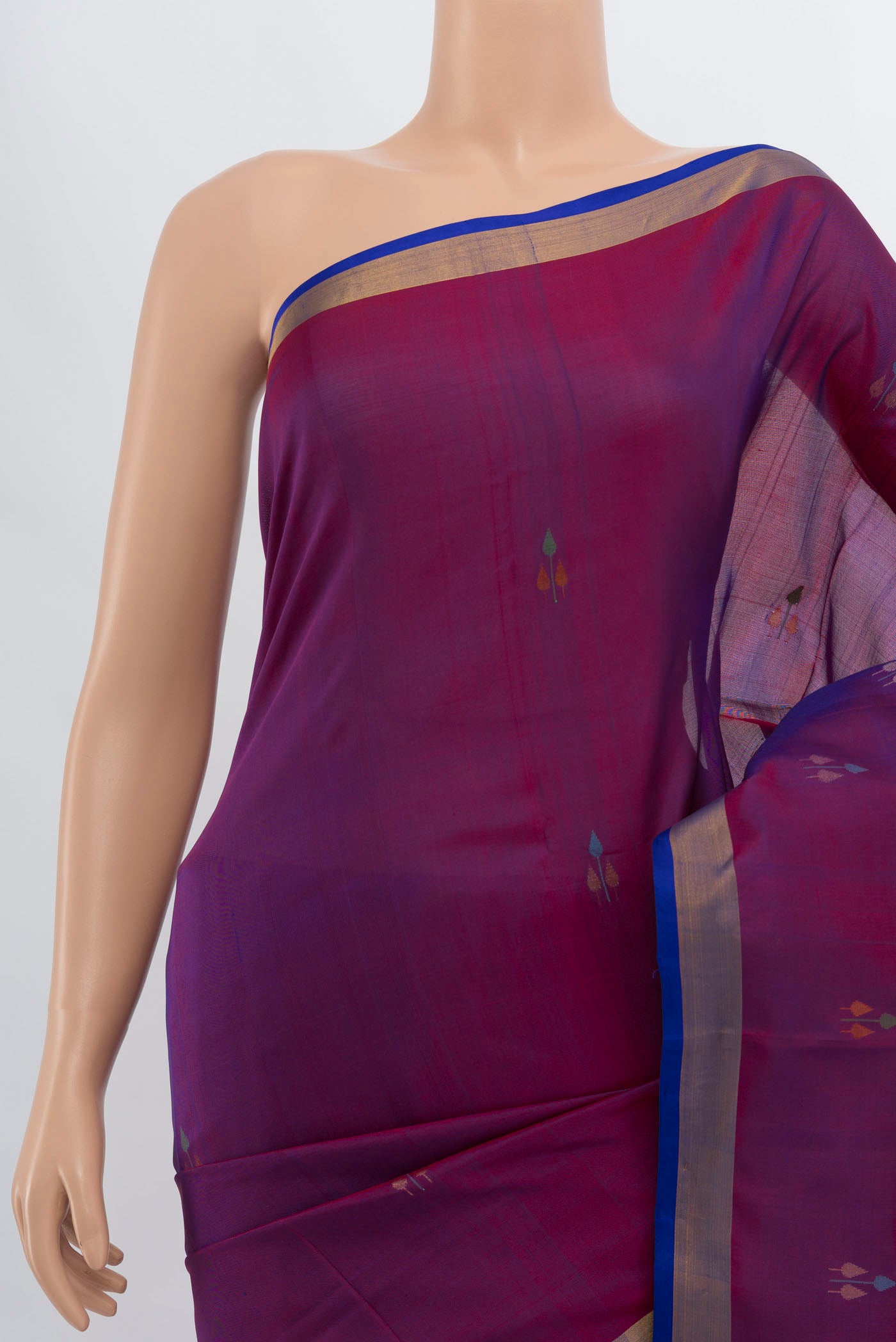 Border image of Purple Uppada Silk Saree with Zari Butta on the body and Silk Border. 