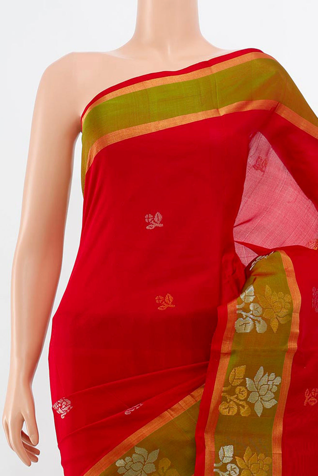 Border image of Maroon Uppada Silk Saree with Zari Butta on the body and Silk Border. 