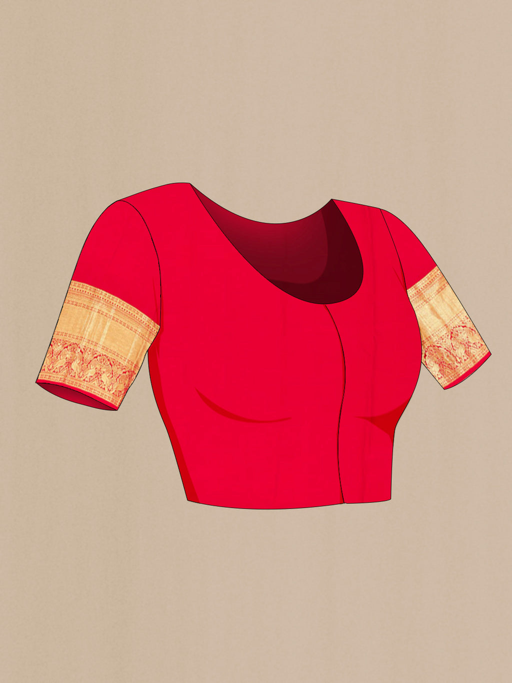 Close up image of the blouse of Bottle Green Kanchipuram Silk Saree with Zari Butta on the body and Silk Border. 