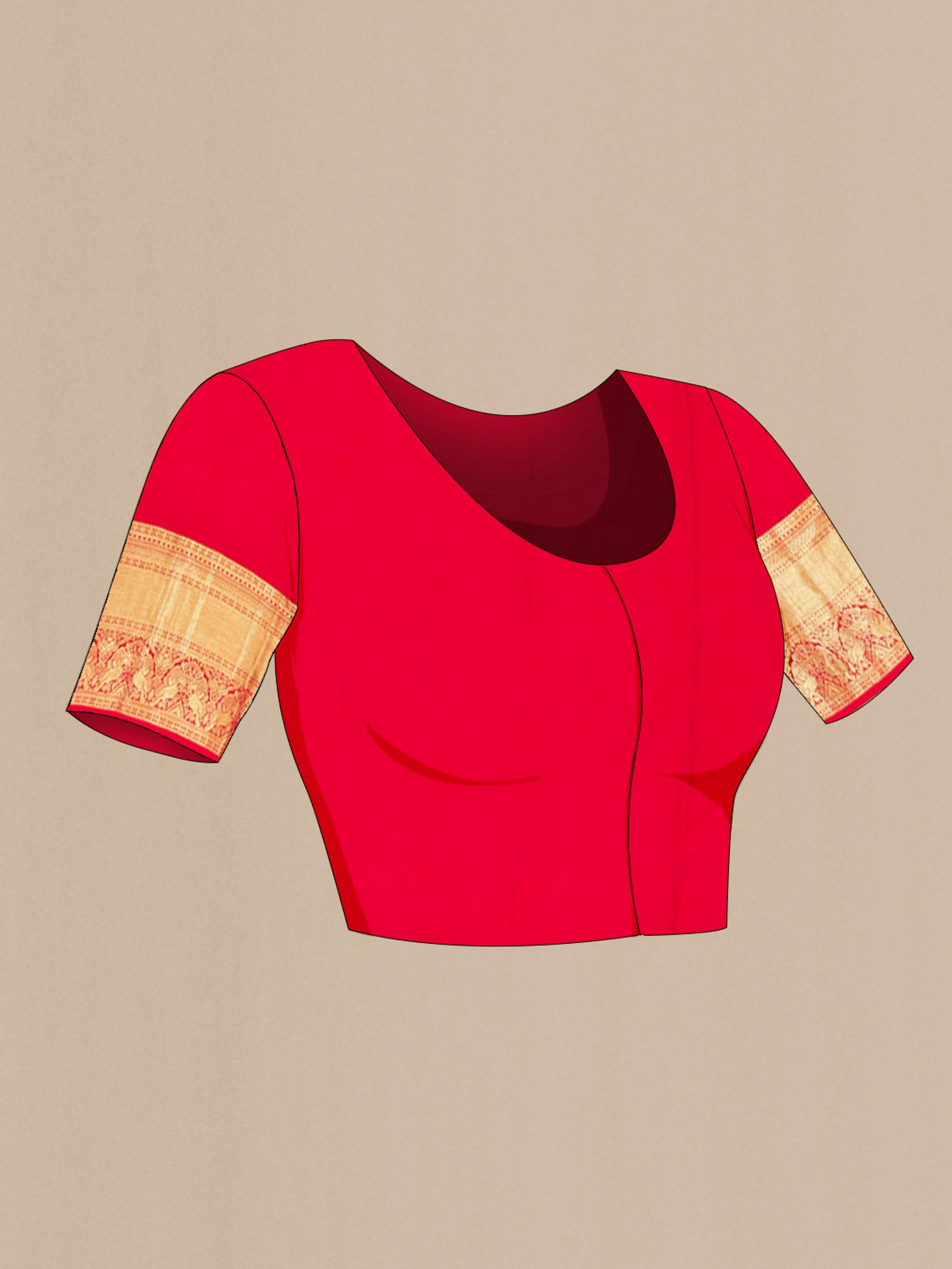 Close up image of the blouse of Bottle Green Kanchipuram Silk Saree with Zari Butta on the body and Silk Border. 