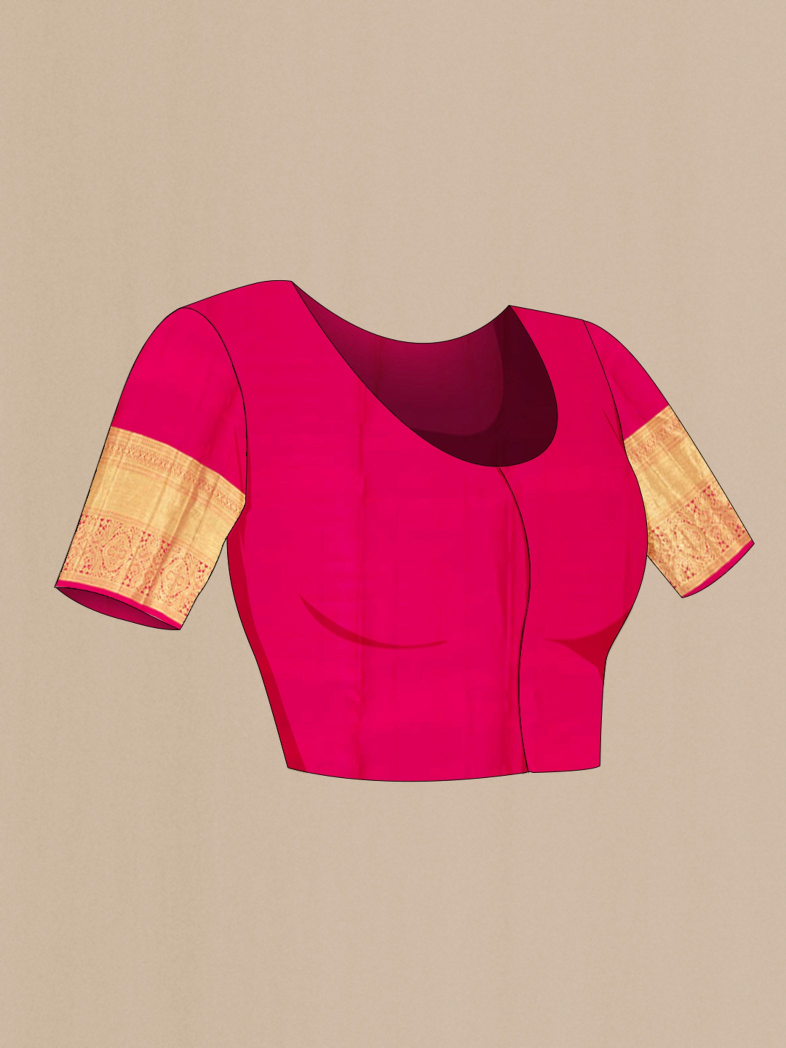 Close up image of the blouse of Light Blue Kanchipuram Silk Saree with Zari Butta on the body and Silk Border. 