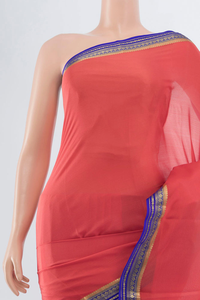 Border image of Rose pink Mysore Crepe Saree with Plain Body and Silk Border. 