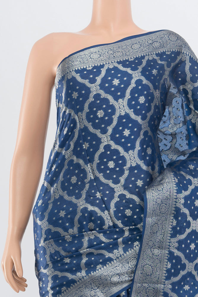 Border image of Pure Silk Pure Zari Light Blue Banarasi Raw Saree with Zari Butta on the body and Silk Border. 