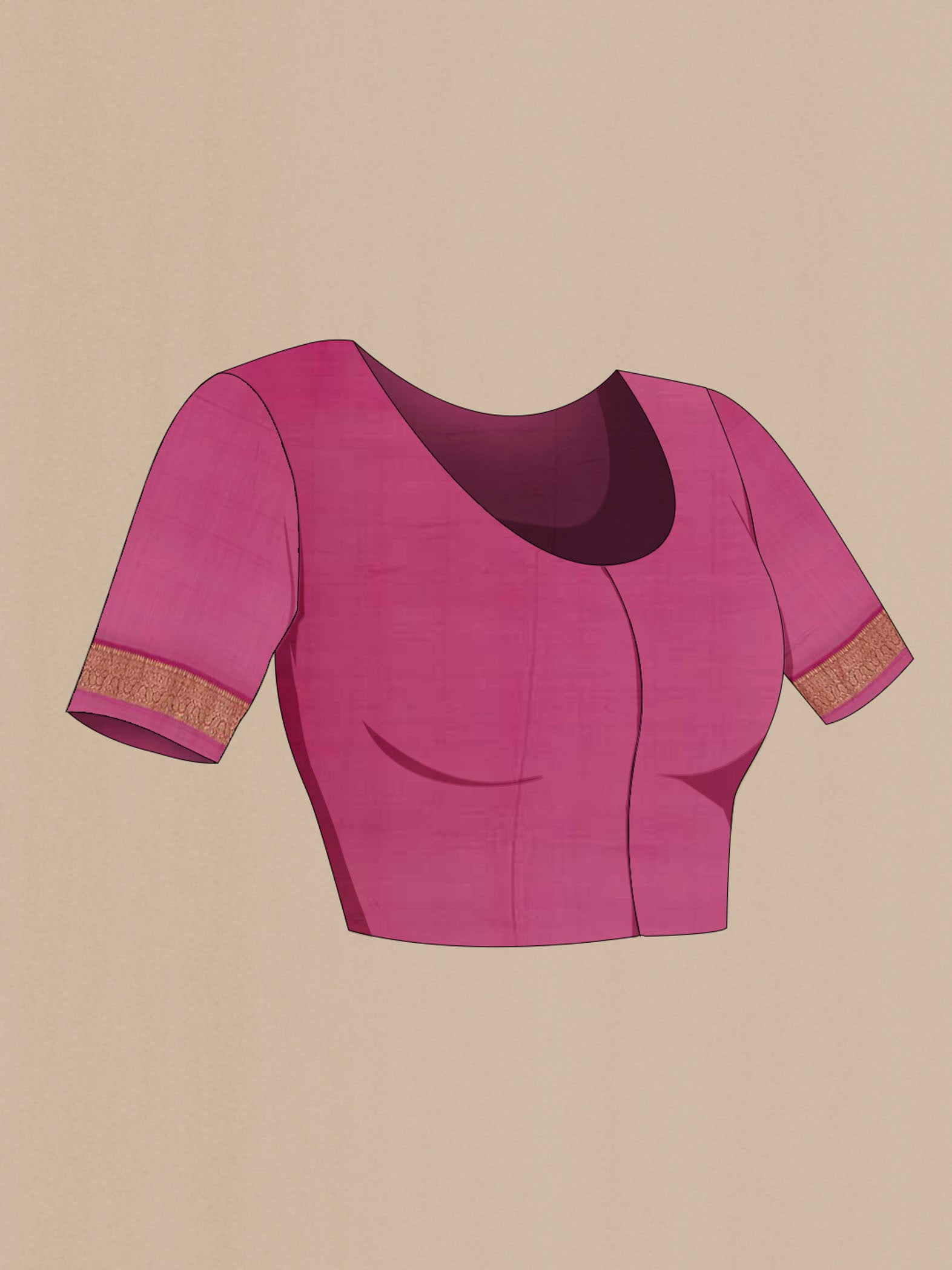 Close up image of the blouse of Blue Banarasi Georgette Saree with Zari Brocade on the body and Zari Border