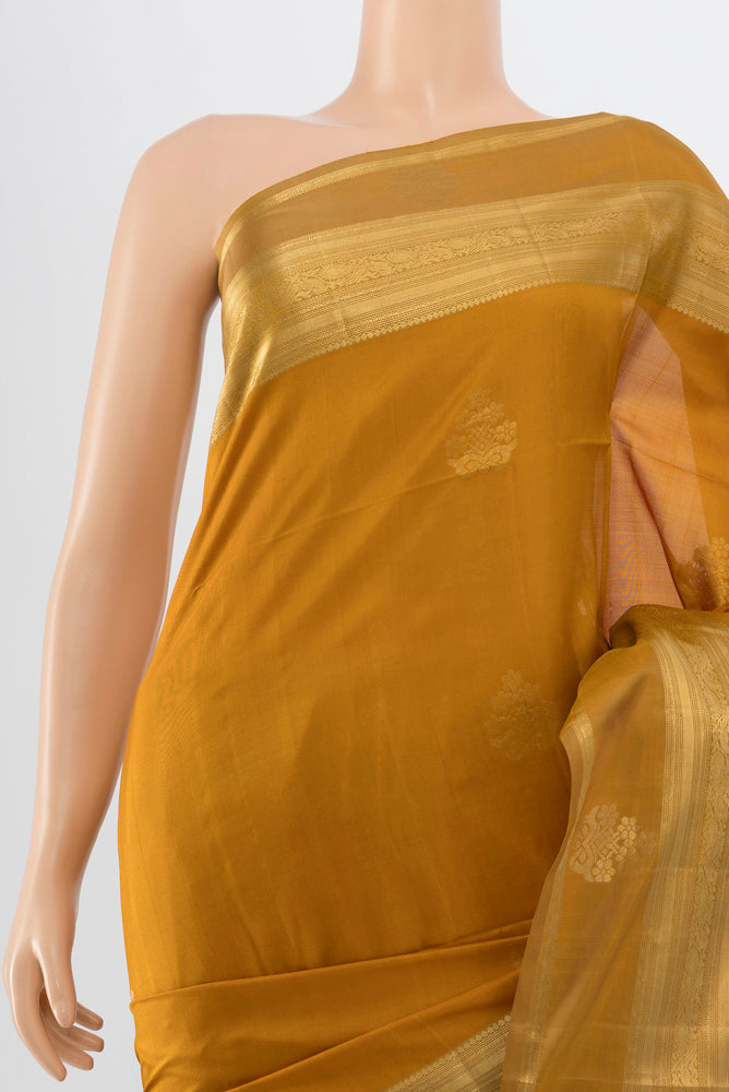Border image of Dark Beige Soft Silk Saree with Zari Butta on the body and Silk Border. 
