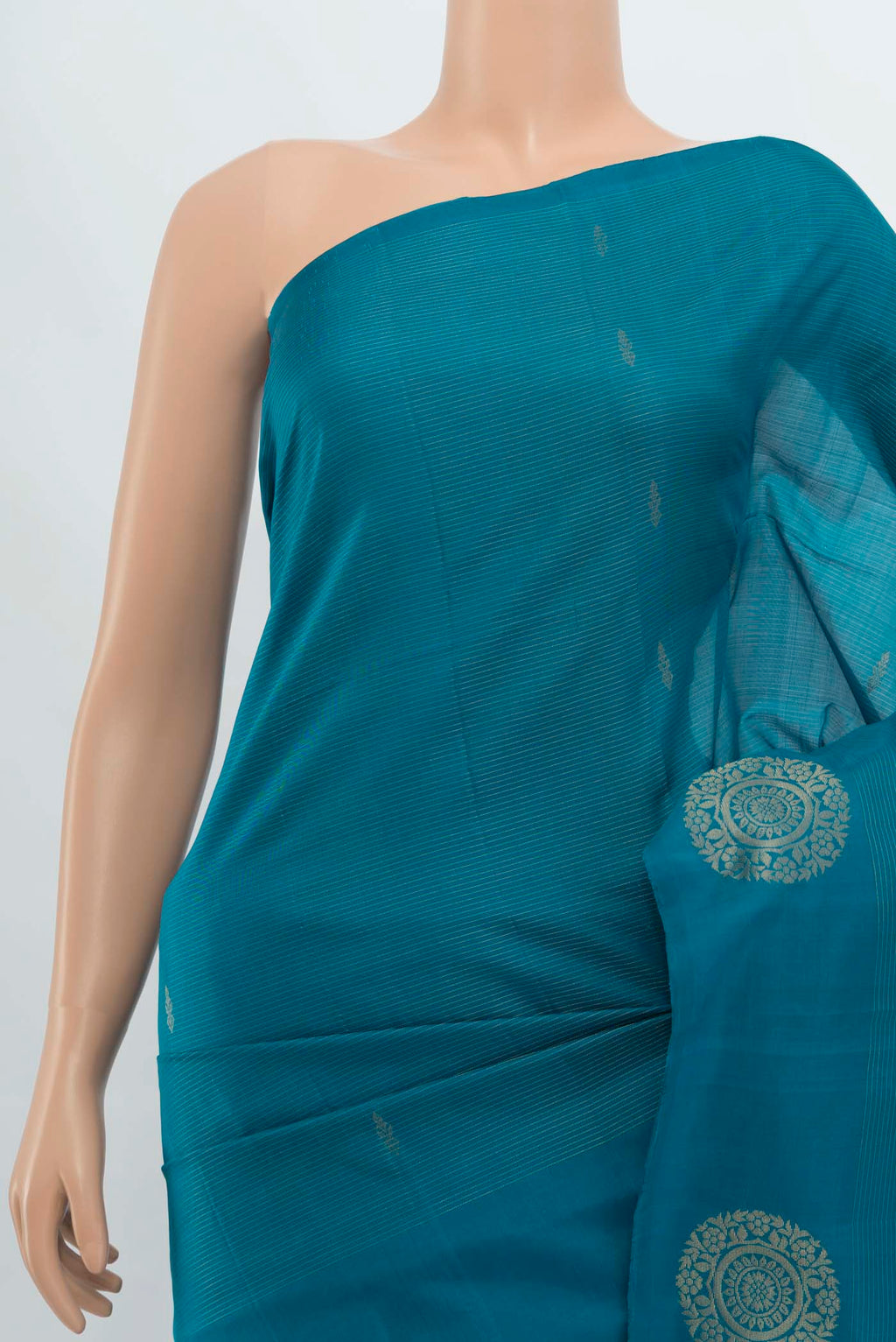 Border image of Light Blue Soft Silk Saree with Zari Butta on the body and Silk Border. 