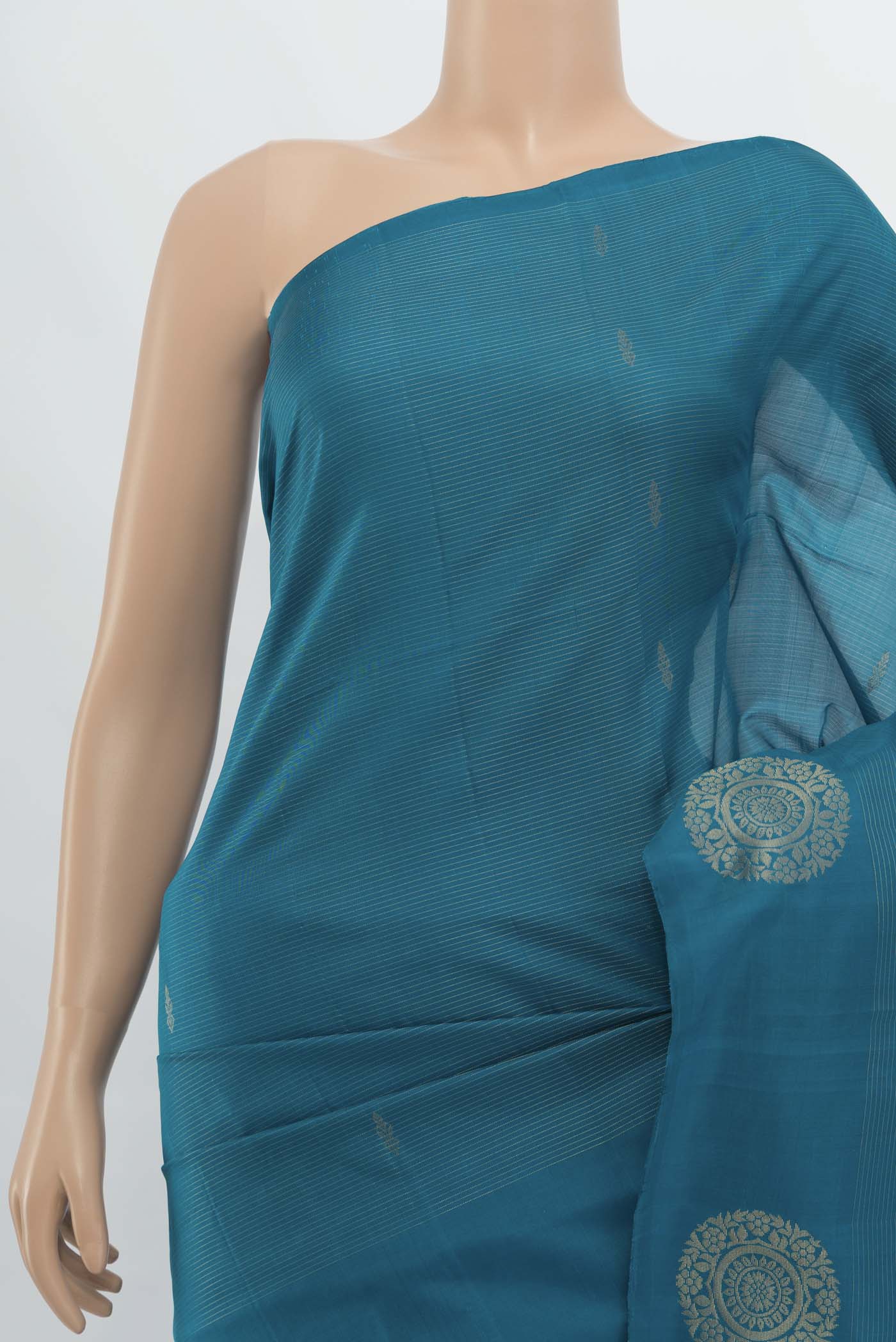 Border image of Light Blue Soft Silk Saree with Zari Butta on the body and Silk Border. 
