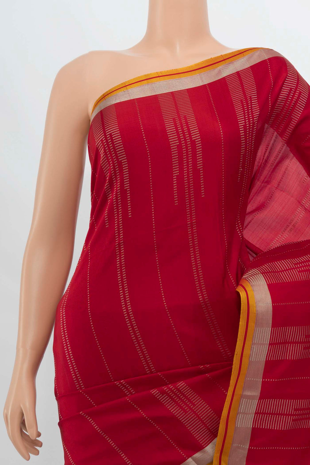 Border image of Maroon Soft Silk Saree with Zari Butta on the body and Silk Border. 