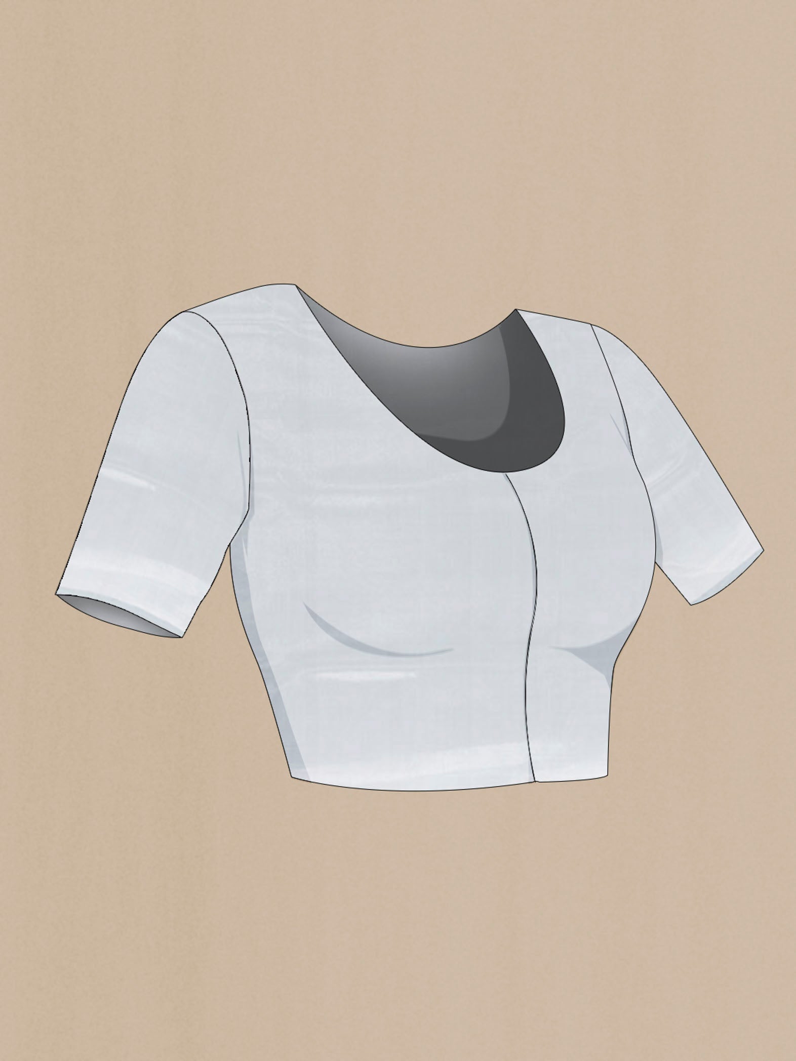 Close up image of the blouse of Grey Banarasi Silk Saree with Zari Butta on the body and Silk Border. 