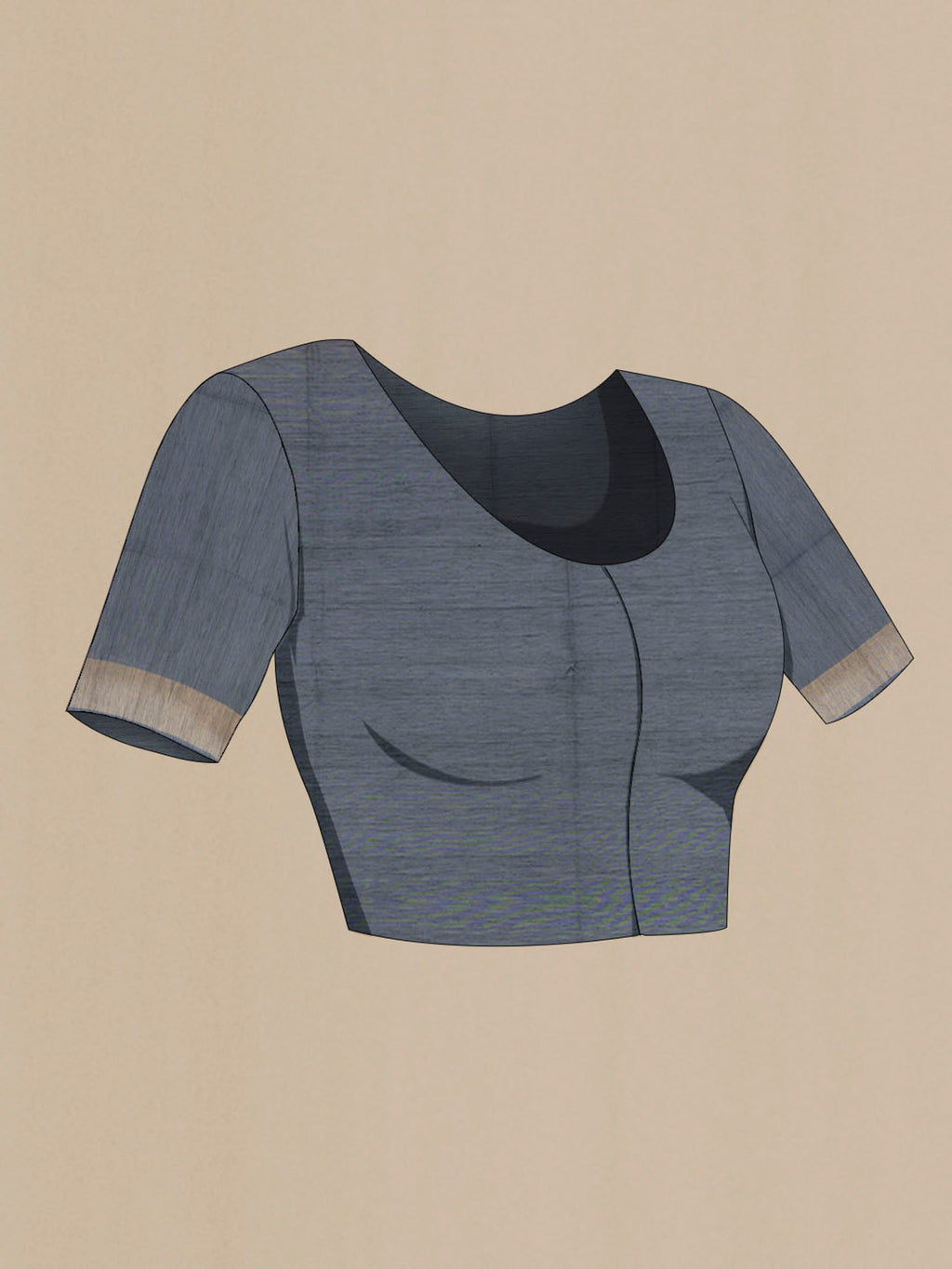 Close up image of the blouse of Maroon Maheshwari Silk Cotton Saree with Ikat Print on the body and Silk Border. 