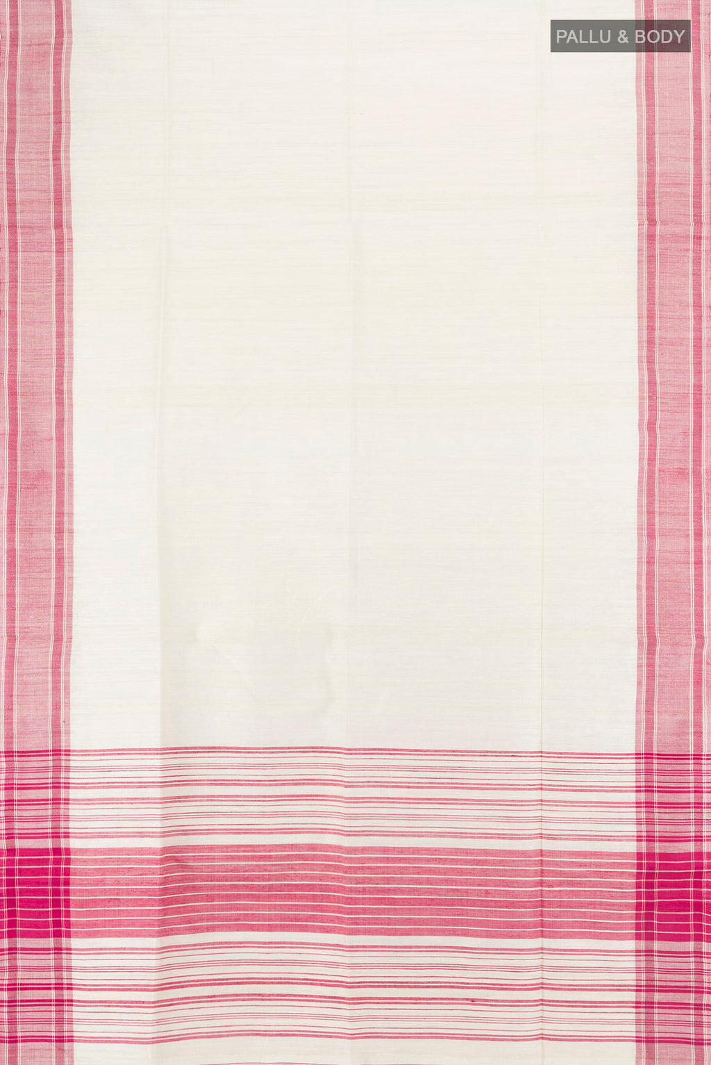 Flat view of Cream Tussar Silk Saree with Plain Body and Plain Border. 