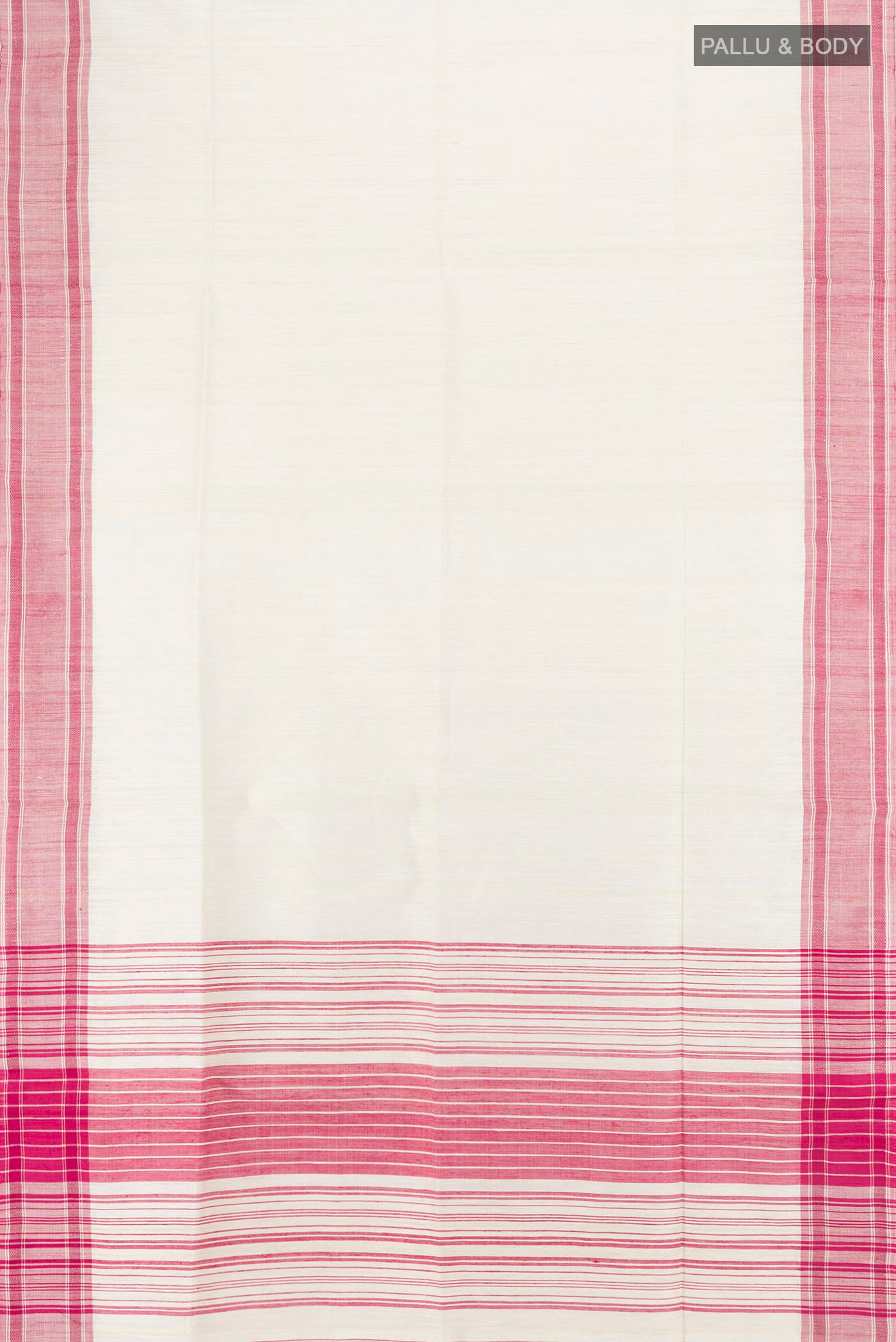 Flat view of Cream Tussar Silk Saree with Plain Body and Plain Border. 
