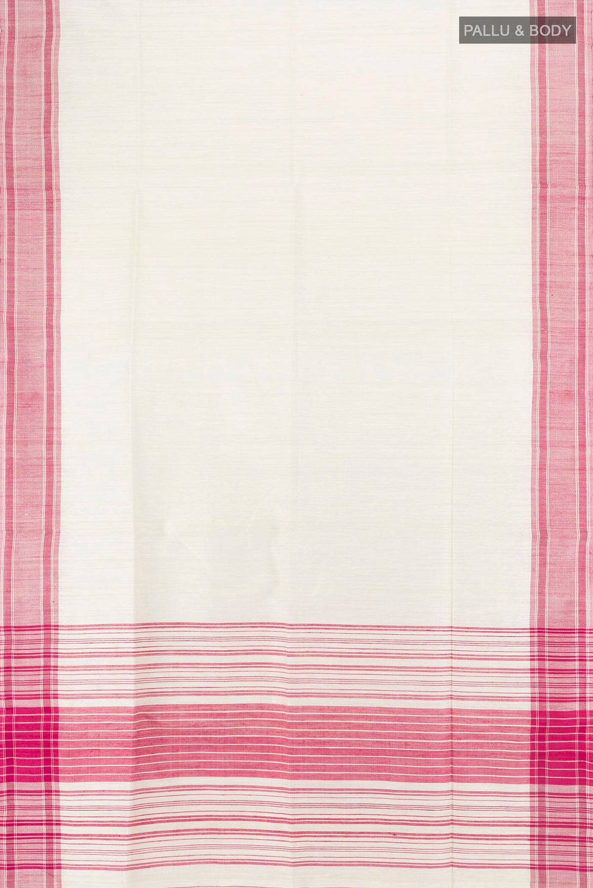 Flat view of Cream Tussar Silk Saree with Plain Body and Plain Border. 